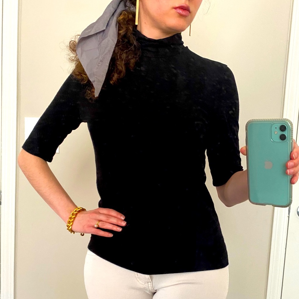 Ralph Lauren Black Classy Mock Turtle Neck Top